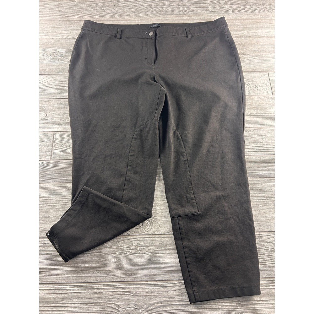 Eileen Fisher Womens 3X Black Slim Ankle Pant Side Zip Stretch Twill Plus